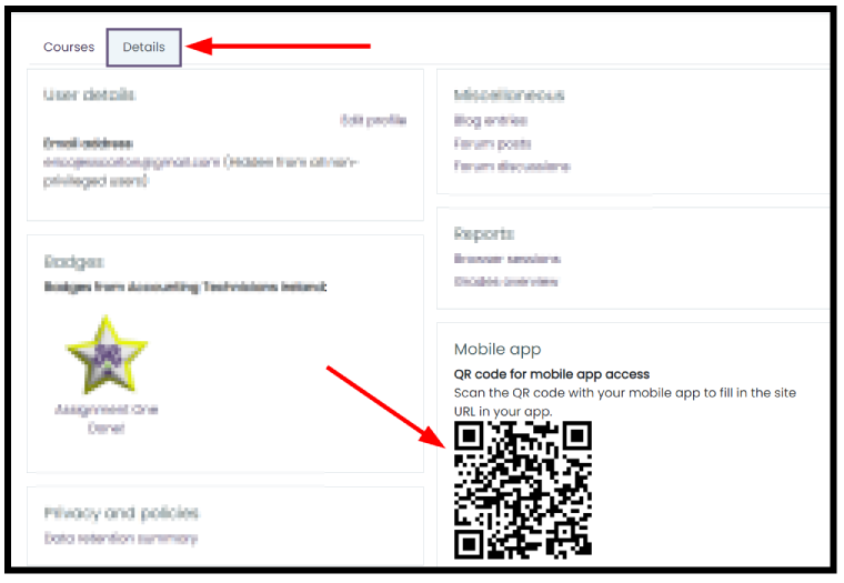 Moodle Profile QR Code Screenshot